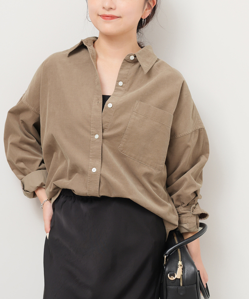 JOURNAL STANDARD relume(ジャーナルスタンダード レリューム)の「《追加》コットンコーデュロイオーバーサイズシャツ(シャツ/ブラウス・レディース・ピンク/ホワイト/グレー・FREE)」の1枚目の写真