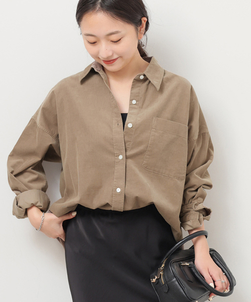 JOURNAL STANDARD relume(ジャーナルスタンダード レリューム)の「《追加》コットンコーデュロイオーバーサイズシャツ(シャツ/ブラウス・レディース・ピンク/ホワイト/グレー・FREE)」の7枚目の写真