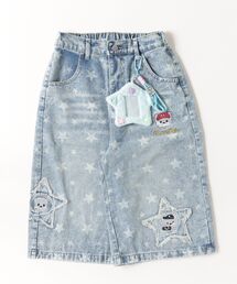 星柄スターモチーフ7分丈デニムパンツ