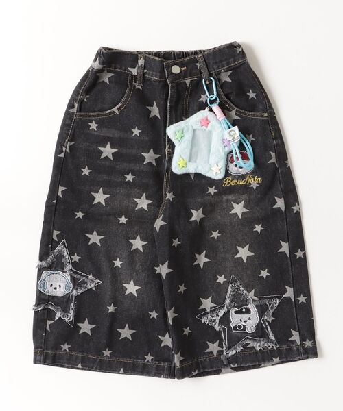 Dream garden(ドリームガーデン)の「星柄スターモチーフ7分丈デニムパンツ(デニムパンツ・レディース・ブラック/ブルー・XS/S/XL/L)」の1枚目の写真