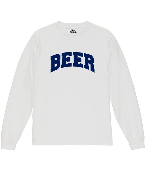 NOBOUND(ノーバウンド)の「NOBOUND(ノーバウンド) 長袖Tシャツ BEER ビール ロゴ プリント レギュラーシルエット ロンT トップス カットソー メンズ ユニセックス(Tシャツ/カットソー・メンズ・ネイビー/ホワイト/ブラック・XL/L/M)」の2枚目の写真