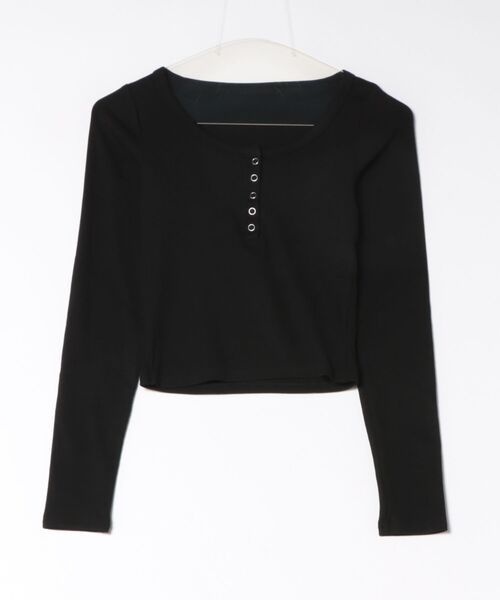 SPINNS(スピンズ)の「長袖カットソー/ヘンリースナップ/韓国ガーリー(Tシャツ/カットソー・レディース・ターコイズブルー/アイボリー/グレー/ネイビー/ブラック・ONESIZE)」の10枚目の写真