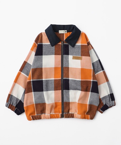 BRANSHES(ブランシェス)の「【おそろい】レトロチェック柄シャツジャケット(その他アウター・キッズ・オレンジ/ライトグリーン・130/100/140/120/150/110)」の3枚目の写真