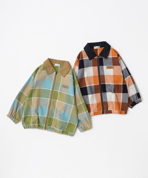 BRANSHES(ブランシェス)の「【おそろい】レトロチェック柄シャツジャケット(その他アウター・キッズ・オレンジ/ライトグリーン・130/100/140/120/150/110)」の10枚目の写真