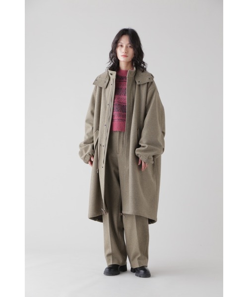 YLEVE(イレーヴ)の「YLEVE / WOOL MELTON OVER DYE CO(ダウンジャケット/コート・レディース・カーキ・1)」の14枚目の写真