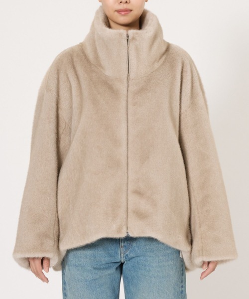 BABYLONE(バビロン)の「フェイクファースタンドコート(ムートンコート・レディース・ベージュ/ブラウン・フリー)」の19枚目の写真