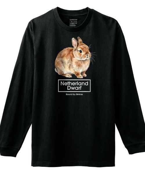 アニマルプリント ウサギ　長袖カットソー ブラウン セール】Moftique（モフティック） 長袖Tシャツ ネザーランド