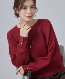 【洗濯機可/体型カバー】首回りすっきり やわらかリブドルマンニット