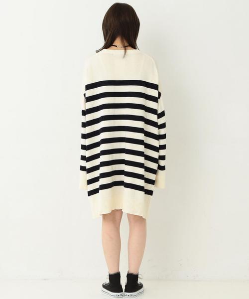 Another Edition（アナザーエディション）の「ビッグボーダーニットプルオーバー/ AEBC C BIG BOR PO◆（ニット/セーター・レディース・オフホワイト/ブラウン・フリー）」の11枚目の写真