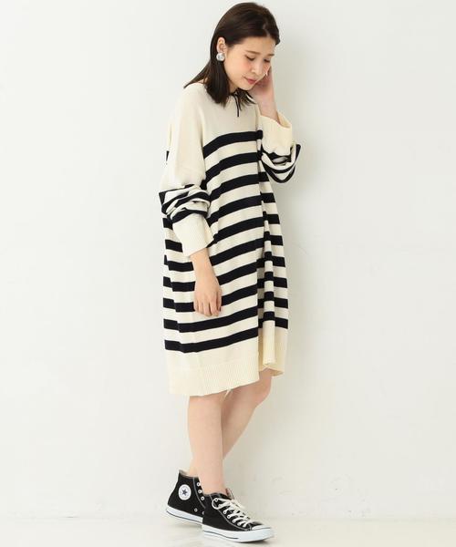 Another Edition（アナザーエディション）の「ビッグボーダーニットプルオーバー/ AEBC C BIG BOR PO◆（ニット/セーター・レディース・オフホワイト/ブラウン・フリー）」の10枚目の写真