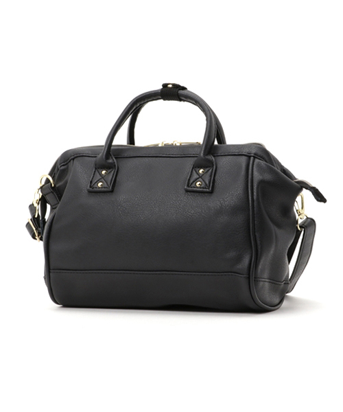 LBC（エルビーシー）の「口金PUミニボストンショルダーバッグ        （ショルダーバッグ・レディース・ブラック/ライトブラウン・ONE SIZE）」の3枚目の写真