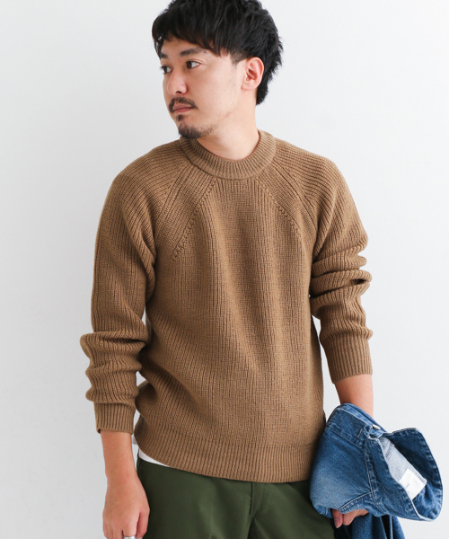 URBAN RESEARCH Sonny Label（アーバンリサーチサニーレーベル）の「Sonny Label 畦編みラグランプルオーバー（ニット/セーター・メンズ・ネイビー/オレンジ/キャメル/カーキ/オフホワイト/グレー・MEDIUM/LARGE）」の5枚目の写真