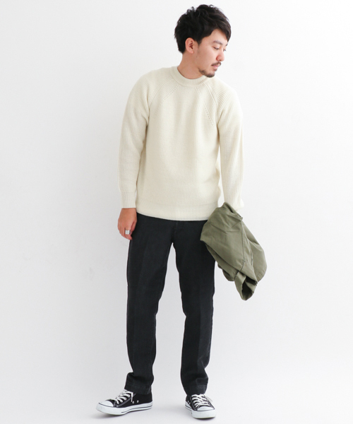 URBAN RESEARCH Sonny Label（アーバンリサーチサニーレーベル）の「Sonny Label 畦編みラグランプルオーバー（ニット/セーター・メンズ・ネイビー/オレンジ/キャメル/カーキ/オフホワイト/グレー・MEDIUM/LARGE）」の7枚目の写真