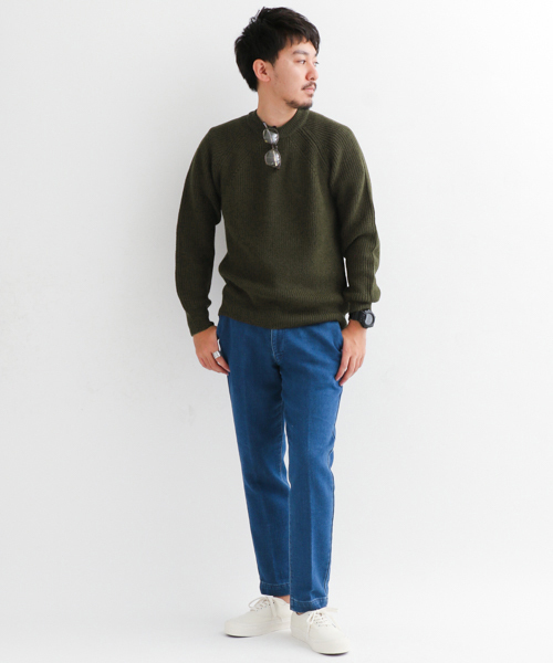 URBAN RESEARCH Sonny Label（アーバンリサーチサニーレーベル）の「Sonny Label 畦編みラグランプルオーバー（ニット/セーター・メンズ・ネイビー/オレンジ/キャメル/カーキ/オフホワイト/グレー・MEDIUM/LARGE）」の9枚目の写真