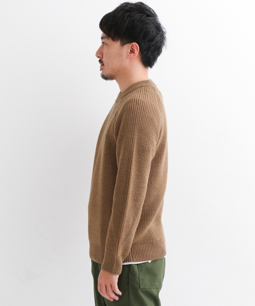 URBAN RESEARCH Sonny Label（アーバンリサーチサニーレーベル）の「Sonny Label 畦編みラグランプルオーバー（ニット/セーター・メンズ・ネイビー/オレンジ/キャメル/カーキ/オフホワイト/グレー・MEDIUM/LARGE）」の21枚目の写真