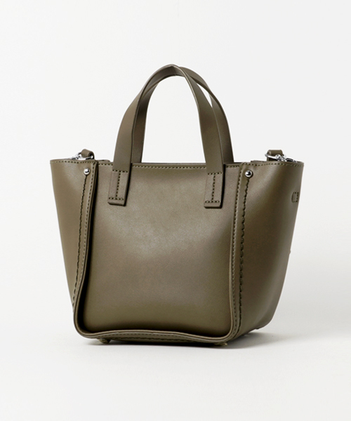 PLAIN CLOTHING（プレーンクロージング）の「スクエアミニハンドバッグ/トートバッグ【PLAIN CLOTHING】（ショルダーバッグ・レディース・ボルドー/キャメル/グレー/カーキ/ブラック・FREE）」の12枚目の写真