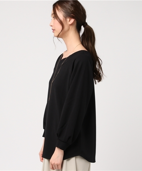 Honeys（ハニーズ）の「ネックレス付 ボリューム袖プルオーバー（Tシャツ/カットソー・レディース・アイボリー/ブラック/ピンク/ホワイト系その他/ブラック×ホワイト・M/L）」の7枚目の写真