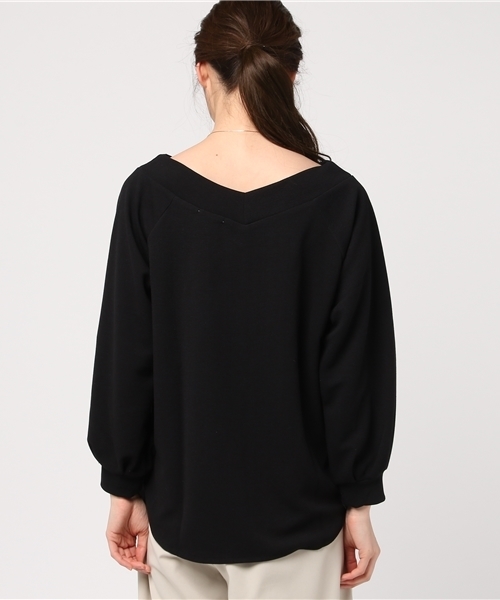 Honeys（ハニーズ）の「ネックレス付 ボリューム袖プルオーバー（Tシャツ/カットソー・レディース・アイボリー/ブラック/ピンク/ホワイト系その他/ブラック×ホワイト・M/L）」の8枚目の写真