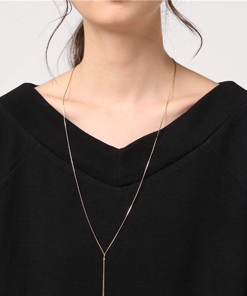 Honeys（ハニーズ）の「ネックレス付 ボリューム袖プルオーバー（Tシャツ/カットソー・レディース・アイボリー/ブラック/ピンク/ホワイト系その他/ブラック×ホワイト・M/L）」の9枚目の写真