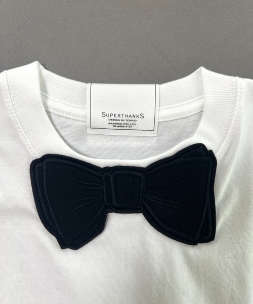 SUPERTHANKS（スーパーサンクス）の「蝶ネクタイワッペンベーシックビッグシルエットTシャツ（Tシャツ/カットソー・メンズ・ホワイト/ブラック/ホワイト×ブルー/ブラック系その他6/ホワイト系その他7/ホワイト×ブラック/ブラック×グレー/ホワイト系その他6/ブラック系その他7・L/S/M/XS/XL）」の15枚目の写真