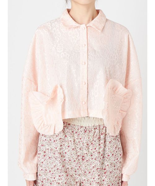 merry jenny（メリージェニー）の「bigシルエットレースジャケット（テーラードジャケット・レディース・ライトブルー/ピンク・FREE）」の5枚目の写真