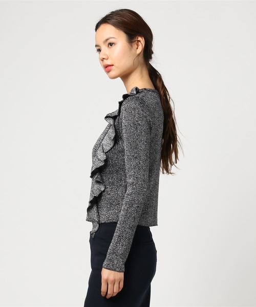 archives（アルシーヴ）の「ラメフリルプルオーバー（ニット/セーター・レディース・ブラック/アイボリー/グリーン・MEDIUM）」の5枚目の写真