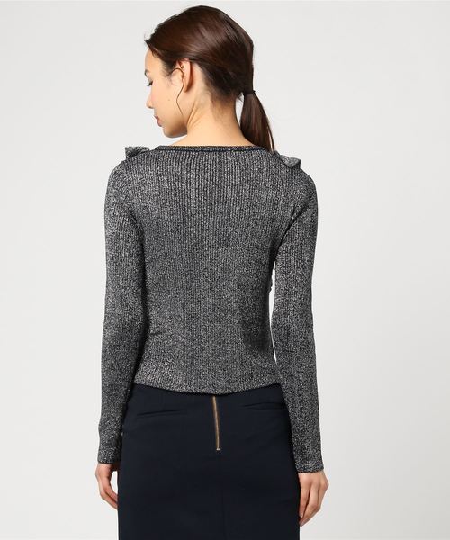 archives（アルシーヴ）の「ラメフリルプルオーバー（ニット/セーター・レディース・ブラック/アイボリー/グリーン・MEDIUM）」の4枚目の写真