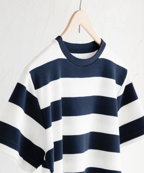 coen（コーエン）の「リップルワイドボーダーTシャツ（Tシャツ/カットソー・メンズ・ブラック/ネイビー/レンガ・X-LARGE/MEDIUM/SMALL/LARGE）」の3枚目の写真