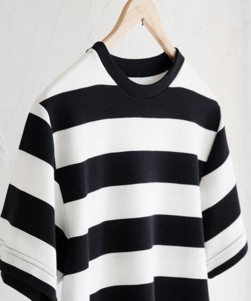 coen（コーエン）の「リップルワイドボーダーTシャツ（Tシャツ/カットソー・メンズ・ブラック/ネイビー/レンガ・X-LARGE/MEDIUM/SMALL/LARGE）」の2枚目の写真