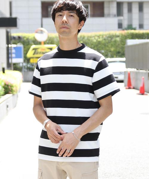 coen（コーエン）の「リップルワイドボーダーTシャツ（Tシャツ/カットソー・メンズ・ブラック/ネイビー/レンガ・X-LARGE/MEDIUM/SMALL/LARGE）」の15枚目の写真