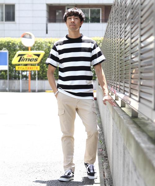 coen（コーエン）の「リップルワイドボーダーTシャツ（Tシャツ/カットソー・メンズ・ブラック/ネイビー/レンガ・X-LARGE/MEDIUM/SMALL/LARGE）」の14枚目の写真