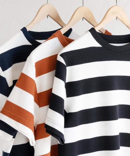 coen（コーエン）の「リップルワイドボーダーTシャツ（Tシャツ/カットソー・メンズ・ブラック/ネイビー/レンガ・X-LARGE/MEDIUM/SMALL/LARGE）」の12枚目の写真
