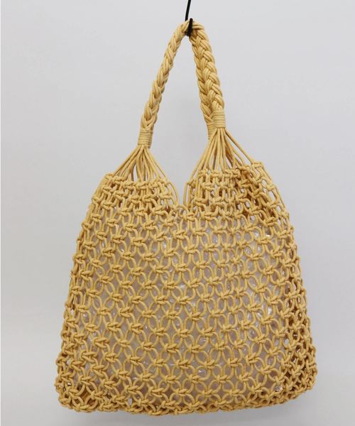 florist（フローリスト）の「マクラメショルダーバッグ（かごバッグ・レディース・ホワイト/ブラウン/イエロー/ベージュ・FREE）」の4枚目の写真