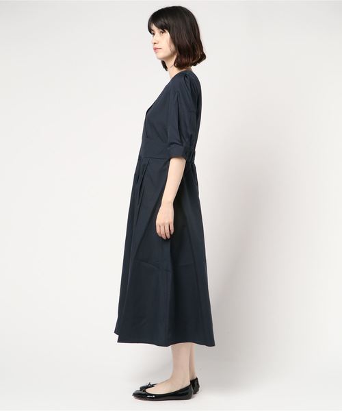 KOBE LETTUCE（コウベレタス）の「バルーン袖カシュクールフレアワンピース＊レディース[E1872]神戸レタス（ワンピース・レディース・グレイッシュベージュ/グリーン/ネイビー・FREE）」の4枚目の写真