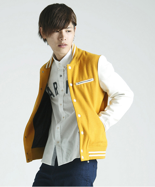 WEGO(ウィゴー)の「WEGO/ショールカラーメルトンスタジャン(スタジャン・メンズ・ブラック/グレー/グリーン/イエロー/レッド・MEDIUM/LARGE)」の5枚目の写真