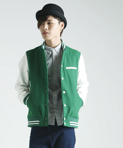 WEGO(ウィゴー)の「WEGO/ショールカラーメルトンスタジャン(スタジャン・メンズ・ブラック/グレー/グリーン/イエロー/レッド・MEDIUM/LARGE)」の4枚目の写真