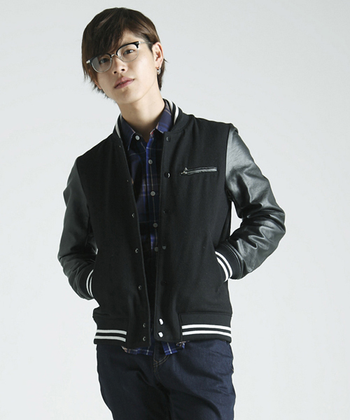 WEGO(ウィゴー)の「WEGO/ショールカラーメルトンスタジャン(スタジャン・メンズ・ブラック/グレー/グリーン/イエロー/レッド・MEDIUM/LARGE)」の2枚目の写真