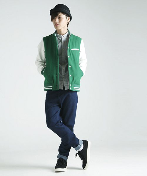 WEGO(ウィゴー)の「WEGO/ショールカラーメルトンスタジャン(スタジャン・メンズ・ブラック/グレー/グリーン/イエロー/レッド・MEDIUM/LARGE)」の15枚目の写真