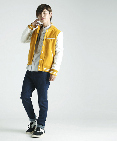 WEGO(ウィゴー)の「WEGO/ショールカラーメルトンスタジャン(スタジャン・メンズ・ブラック/グレー/グリーン/イエロー/レッド・MEDIUM/LARGE)」の19枚目の写真