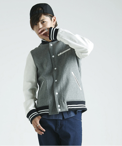 WEGO(ウィゴー)の「WEGO/ショールカラーメルトンスタジャン(スタジャン・メンズ・ブラック/グレー/グリーン/イエロー/レッド・MEDIUM/LARGE)」の7枚目の写真