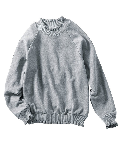 IEDIT（イディット）の「【ZOZO限定カラー追加！】ＩＥＤＩＴリブフリルスウェット（スウェット・レディース・カーキ/グレー/ブラック/ライトカーキ/モカ・MEDIUM/SMALL/X-LARGE/XX-LARGE/LARGE）」の3枚目の写真