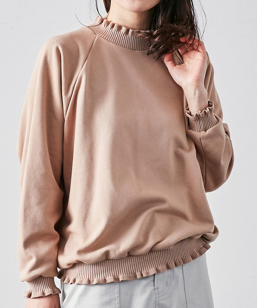 IEDIT（イディット）の「【ZOZO限定カラー追加！】ＩＥＤＩＴリブフリルスウェット（スウェット・レディース・カーキ/グレー/ブラック/ライトカーキ/モカ・MEDIUM/SMALL/X-LARGE/XX-LARGE/LARGE）」の4枚目の写真