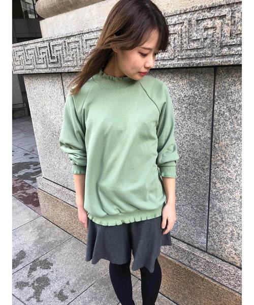 IEDIT（イディット）の「【ZOZO限定カラー追加！】ＩＥＤＩＴリブフリルスウェット（スウェット・レディース・カーキ/グレー/ブラック/ライトカーキ/モカ・MEDIUM/SMALL/X-LARGE/XX-LARGE/LARGE）」の7枚目の写真