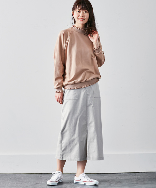 IEDIT（イディット）の「【ZOZO限定カラー追加！】ＩＥＤＩＴリブフリルスウェット（スウェット・レディース・カーキ/グレー/ブラック/ライトカーキ/モカ・MEDIUM/SMALL/X-LARGE/XX-LARGE/LARGE）」の12枚目の写真