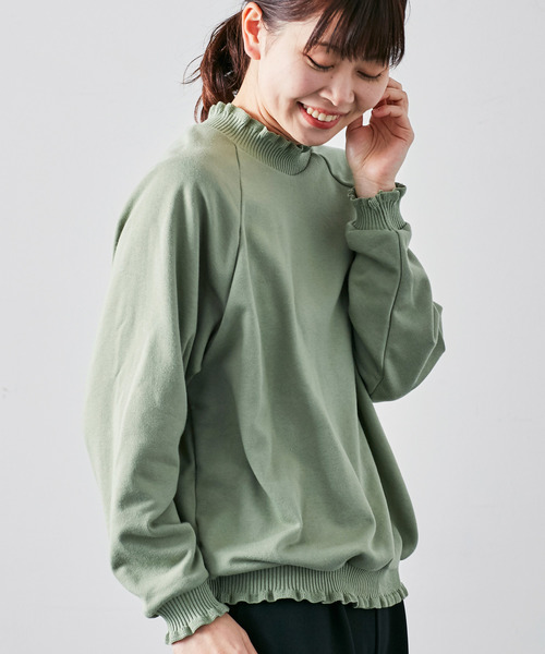 IEDIT（イディット）の「【ZOZO限定カラー追加！】ＩＥＤＩＴリブフリルスウェット（スウェット・レディース・カーキ/グレー/ブラック/ライトカーキ/モカ・MEDIUM/SMALL/X-LARGE/XX-LARGE/LARGE）」の14枚目の写真