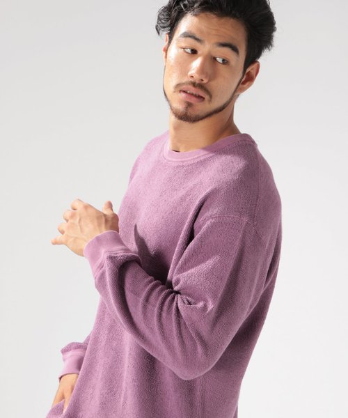 BAYFLOW（ベイフロー）の「ピグメント染オモテループプルオーバー（Tシャツ/カットソー・メンズ・ベージュ/パープル/ネイビー/マスタード・SMALL/MEDIUM/LARGE）」の3枚目の写真