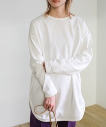 select MOCA | ルーズスリットサイドスリットコットンロングスリーブTシャツ/オーバーサイズカットソー(Tシャツ/カットソー)