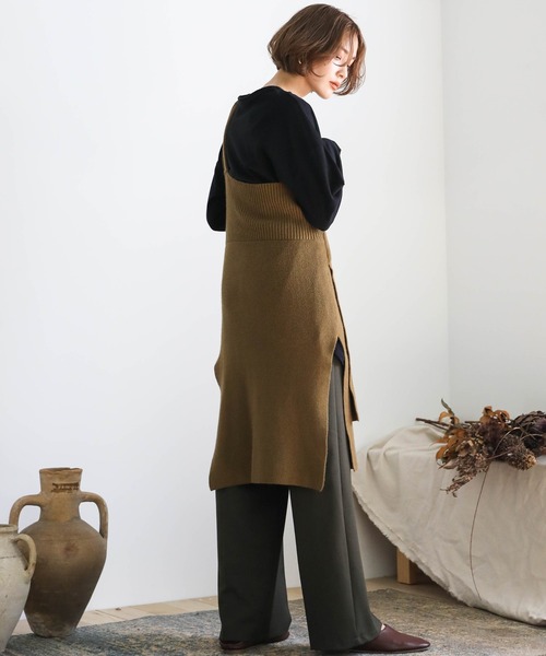 select MOCA（セレクトモカ）の「ルーズスリットサイドスリットコットンロングスリーブTシャツ（Tシャツ/カットソー・レディース・ベージュ/グレー/ホワイト/ブラック/モカ/チャコールグレー・FREE）」の11枚目の写真