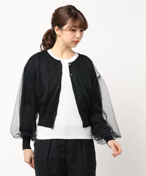 one after another NICE CLAUP(ワンアフターアナザーナイスクラップ)の「チュールカーディガン(カーディガン/ボレロ・レディース・アイボリー/ベージュ/ブラック・FREE)」の7枚目の写真
