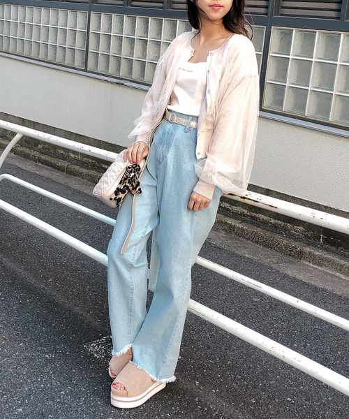 NICE CLAUP チュールカーディガン グレー ナイスクラップ NICE CLAUP 【one after another】チュール